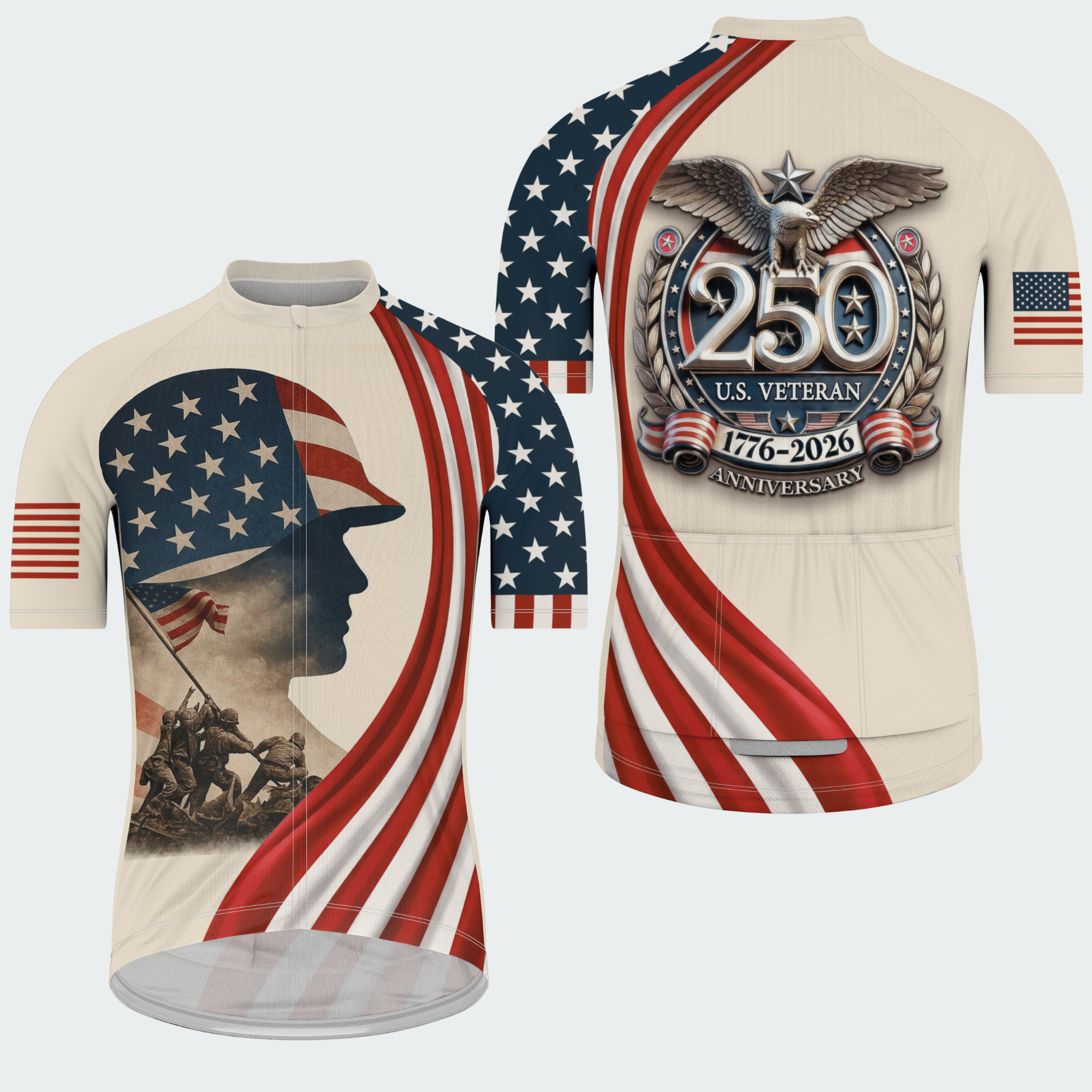 Men’s American Pride U.S. Veteran 250th Anniversary Regular Fit Cycling Jersey