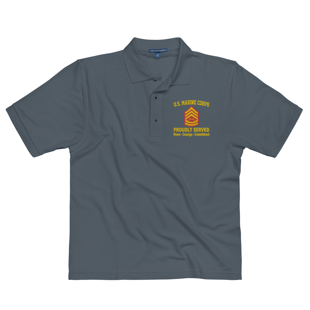 Custom MARlNE Ranks, Insignia Core Values Embroidered Port Authority Polo Shirt