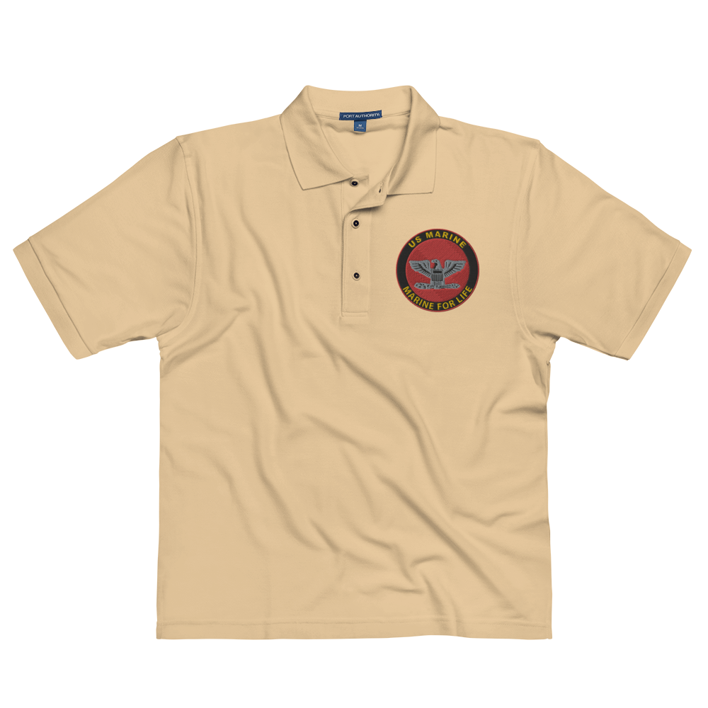 Custom MARlNE Ranks, Insignia Marine For Life Embroidered Port Authority Polo Shirt
