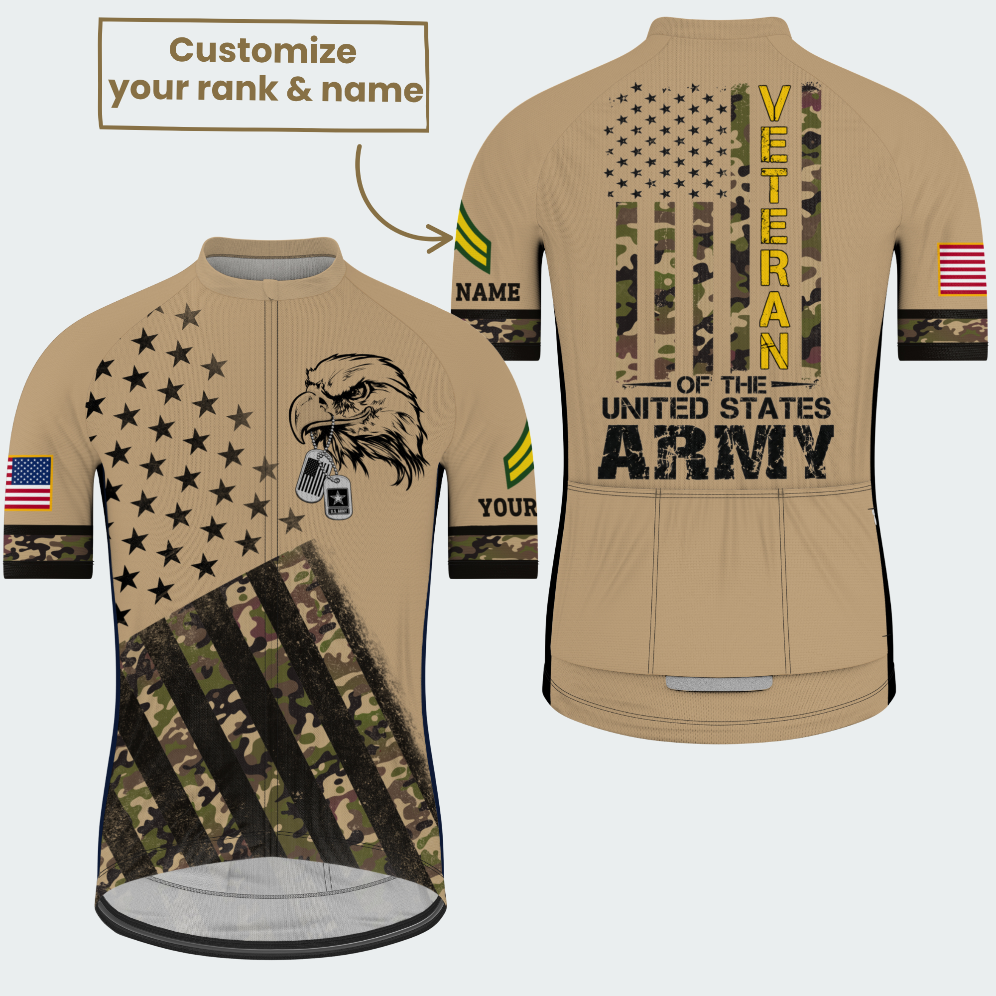 Men’s Personalized Army Veteran Pride Cycling Jersey & Kit
