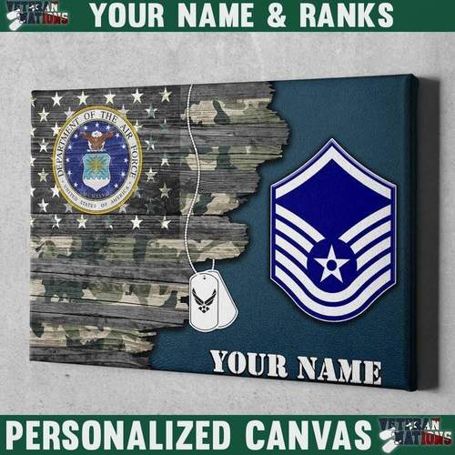 Personalized Canvas - USA Flag with Military Insignia - Personalized Logo/Insignia and Text-Canvas-Personalized-AllBranch-Veterans Nation