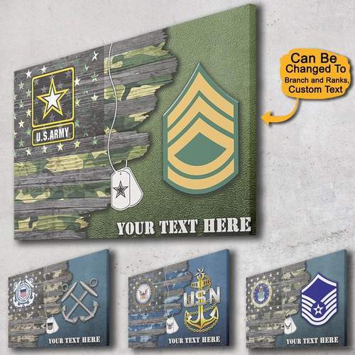 Personalized Canvas - USA Flag with Military Insignia - Personalized Logo/Insignia and Text-Canvas-Personalized-AllBranch-Veterans Nation