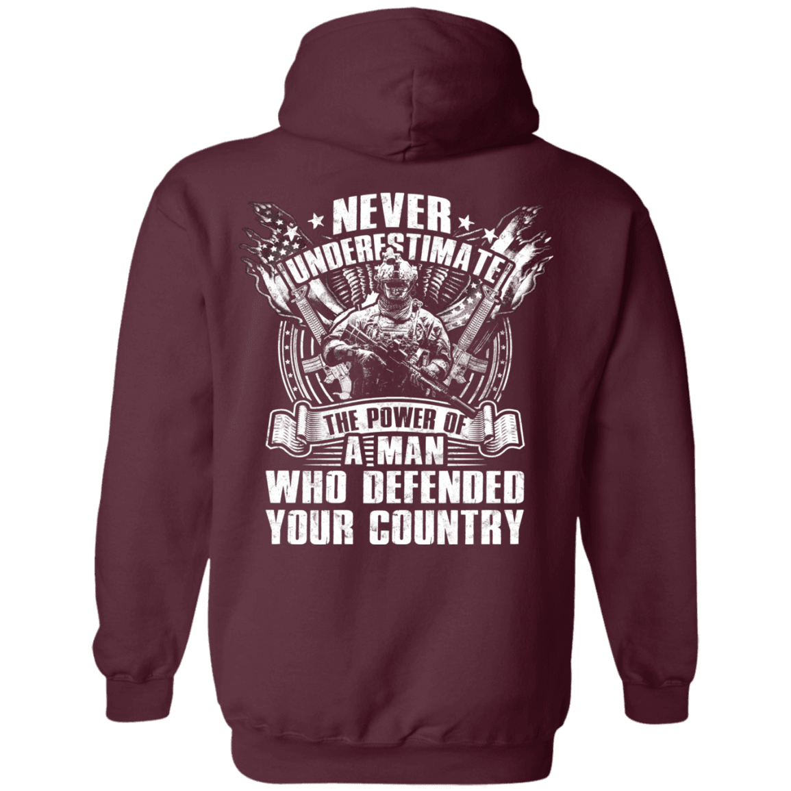 Military T-Shirt "Never Underestimate The Power of Man Defended Country" Men Back-TShirt-General-Veterans Nation