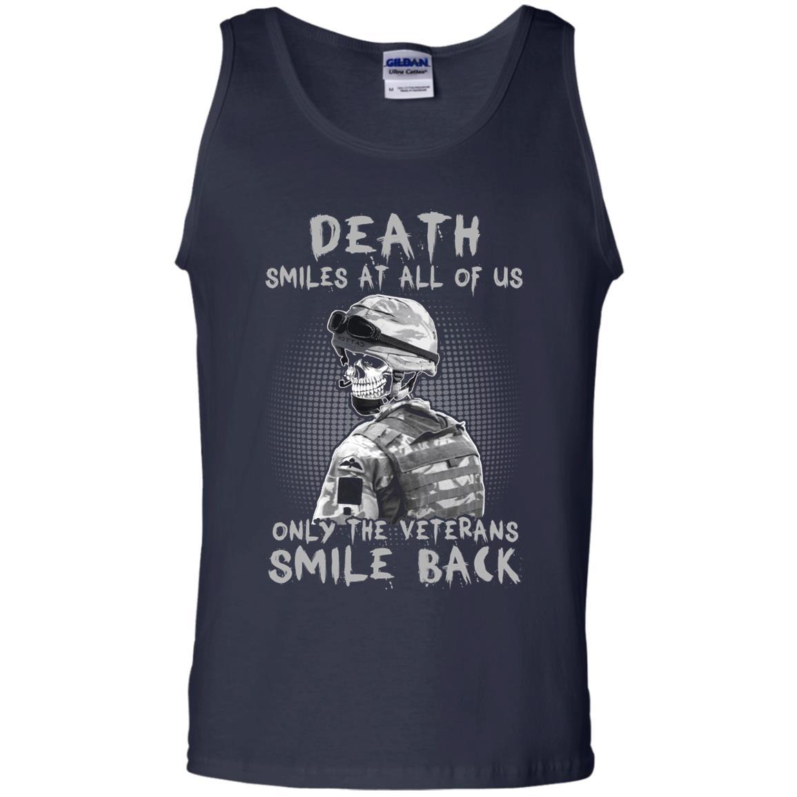 Military T-Shirt "Death Smiles At All Of Us - Only The Veterans Smile Back Men On" Front-TShirt-General-Veterans Nation