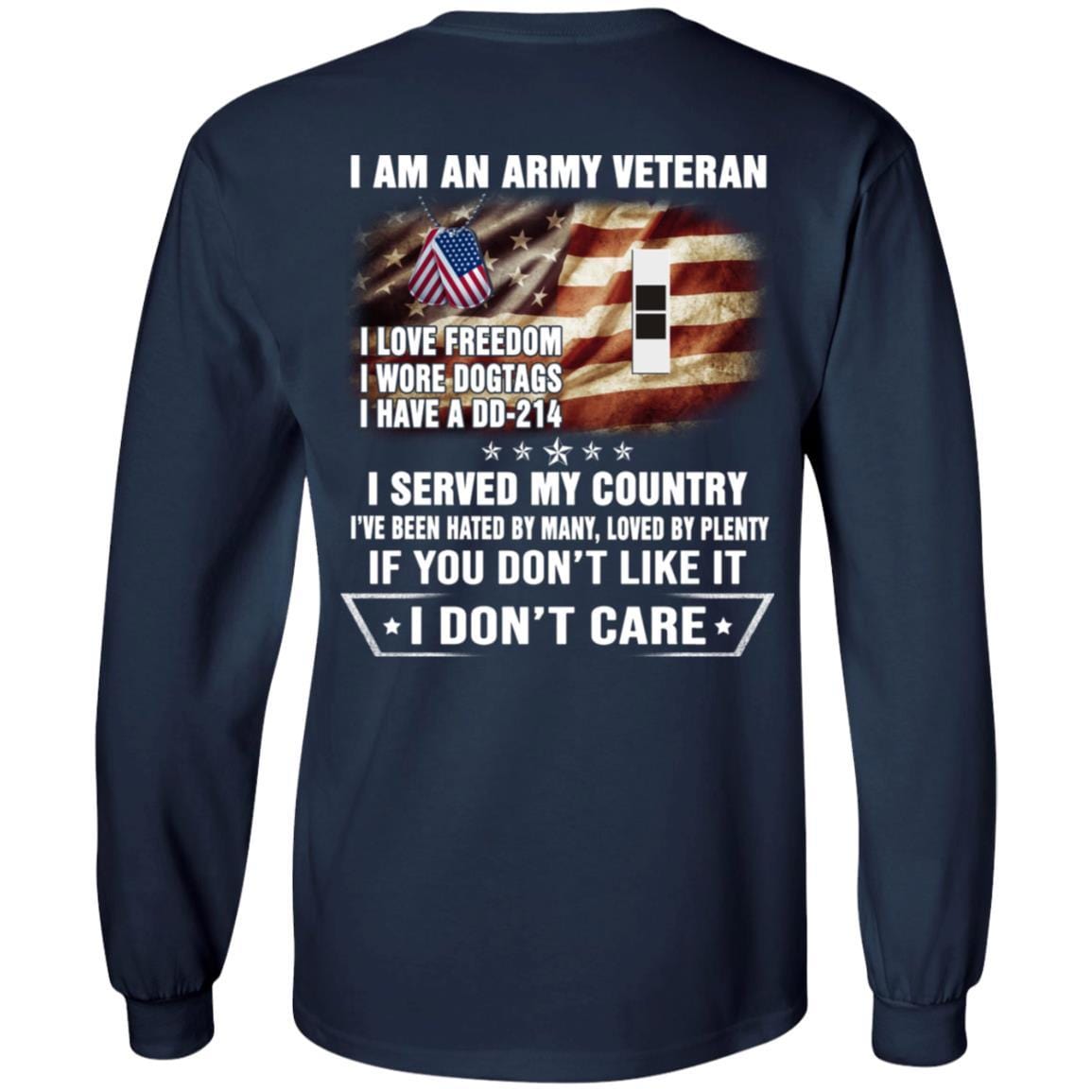 T-Shirt "I Am An Army Veteran" W-2 Chief Warrant Officer 2(CW2)Rank On Back-TShirt-Army-Veterans Nation