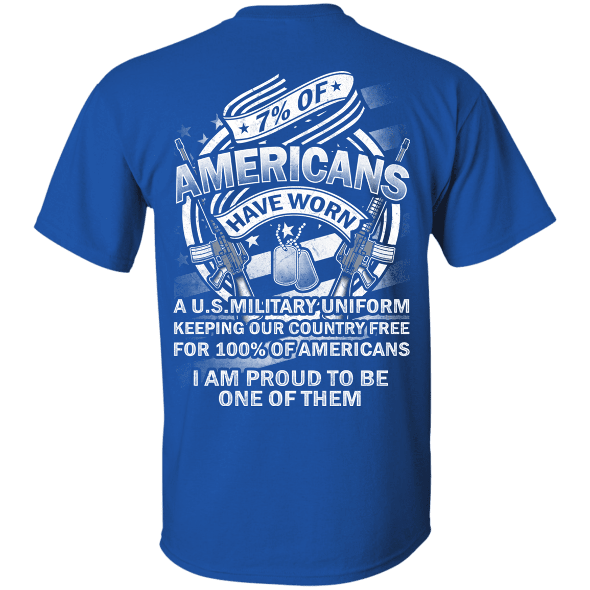 Military T-Shirt "7% of Americans Have Worn Proud To Be one of Them" Men Back-TShirt-General-Veterans Nation