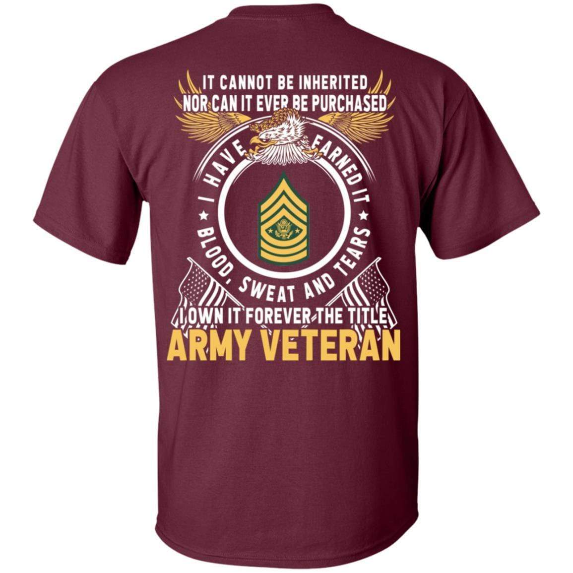 US Army E-9 Sergeant Major of the Army E9 SMA Noncommissioned Officer T-Shirt For Men On Back-TShirt-Army-Veterans Nation