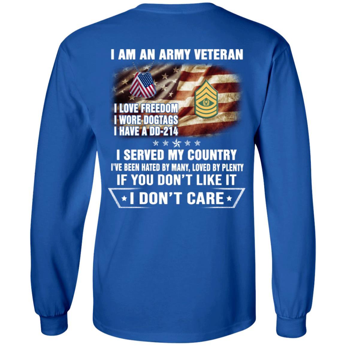 T-Shirt "I Am An Army Veteran" E-9 Command Sergeant Major(CSM)Rank On Back-TShirt-Army-Veterans Nation