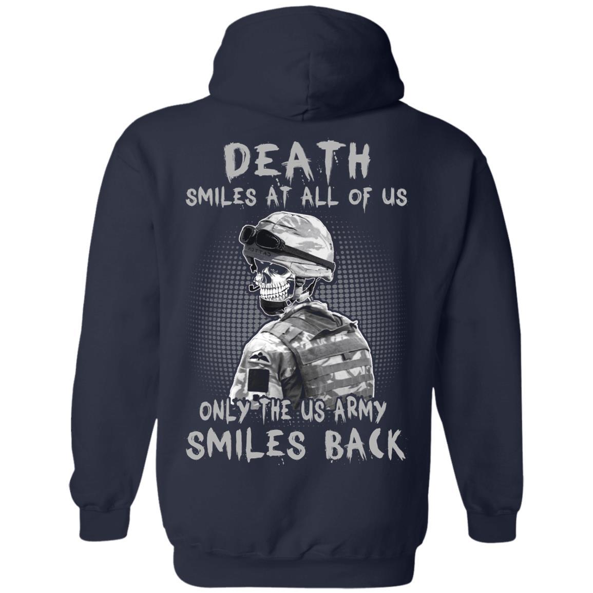 Death Smiles At All Of Us - Only The US Army Smiles Back Men T Shirt On Back-TShirt-Army-Veterans Nation