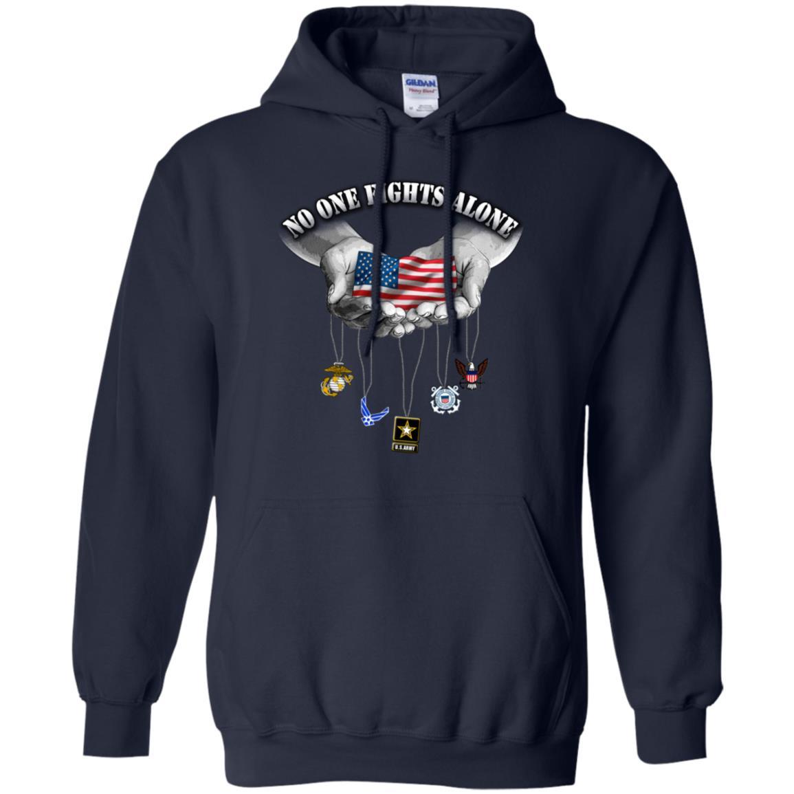 Military T-Shirt "US Arms Force No One Fights Alone On" Front-TShirt-General-Veterans Nation
