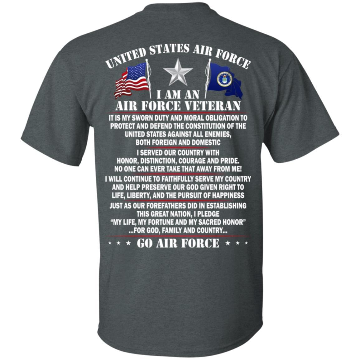 US Air Force O-7 Brigadier General Brig O7 General Officer Ranks - Go Air Force T-Shirt On Back-TShirt-USAF-Veterans Nation