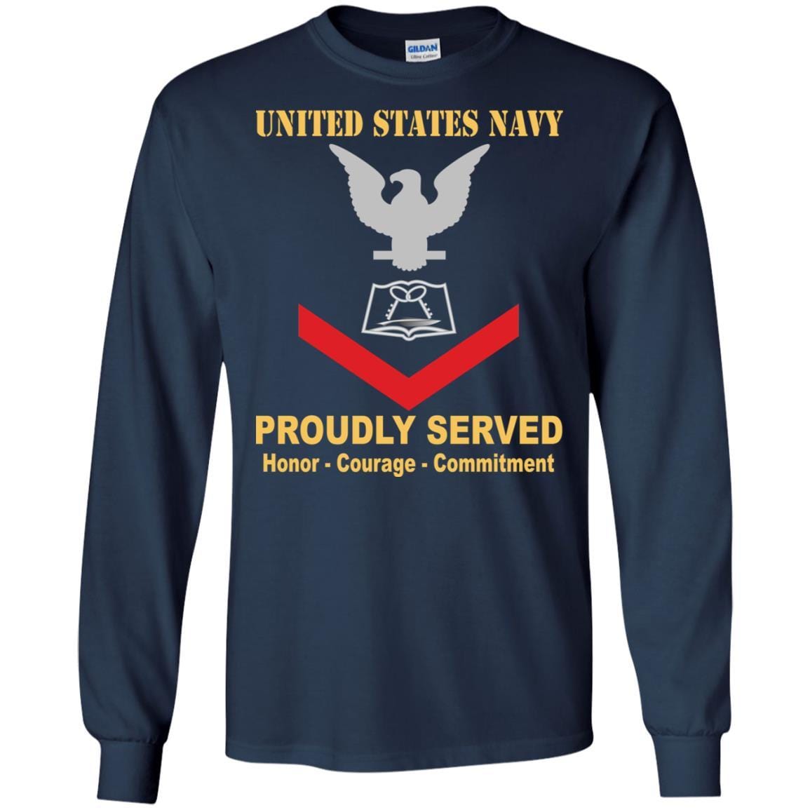 Navy Culinary Specialist Navy CS E-4 Rating Badges Proudly Served T-Shirt For Men On Front-TShirt-Navy-Veterans Nation