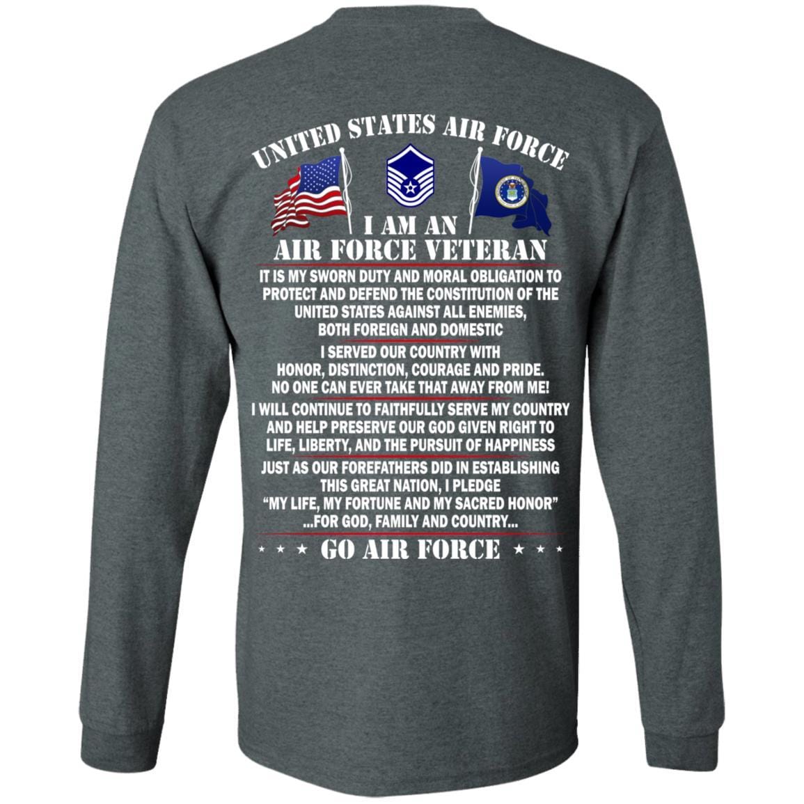 US Air Force E-7 Master Sergeant MSgt E7 Noncommissioned Officer Ranks AF Rank - Go Air Force T-Shirt On Back-TShirt-USAF-Veterans Nation
