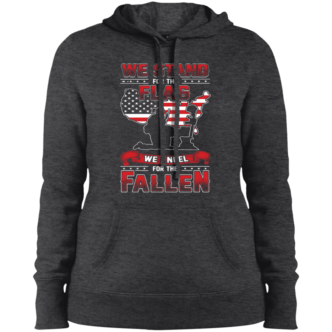 Military T-Shirt "We Stand For The Flag Knell For The Fallen Female Veteran" Front-TShirt-General-Veterans Nation
