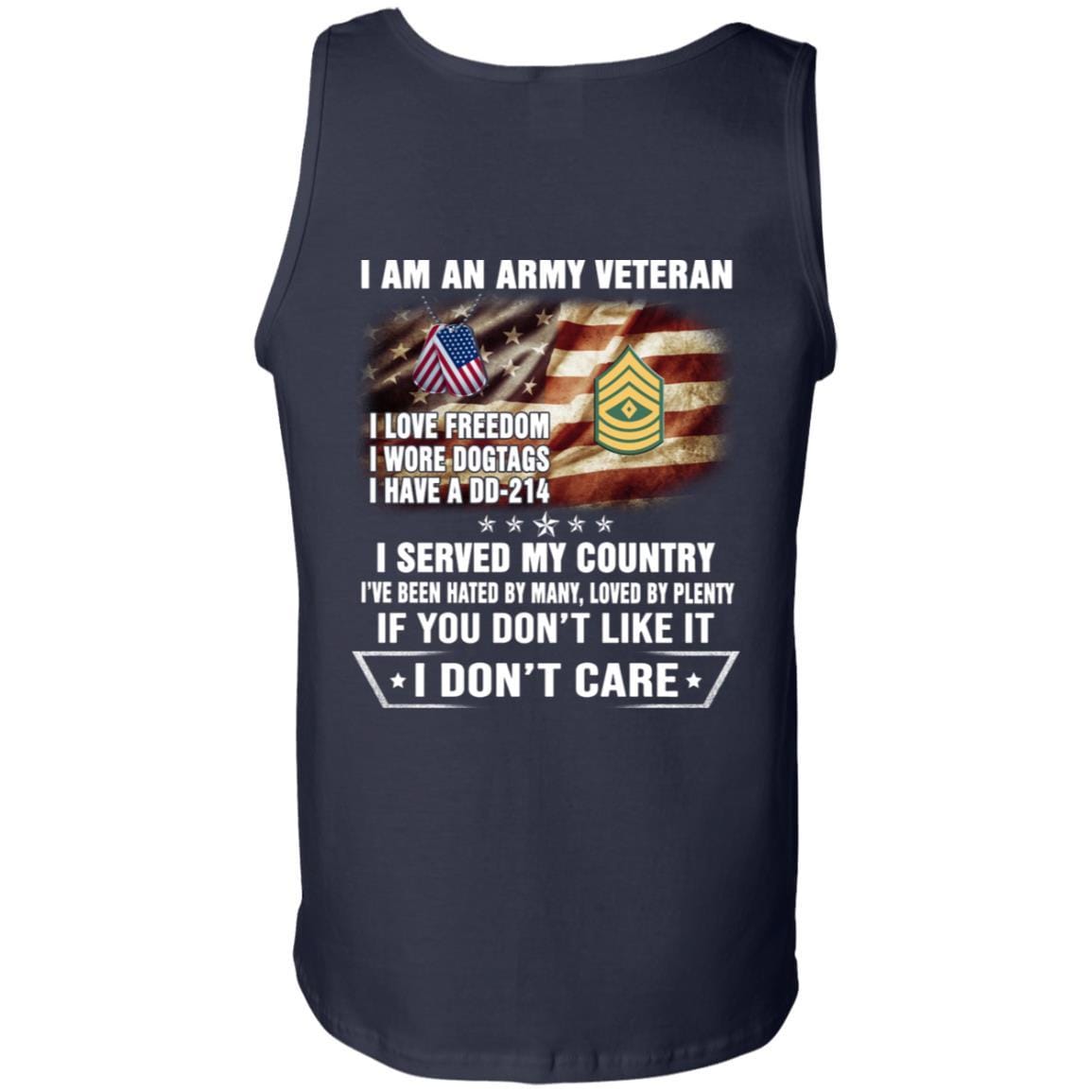 T-Shirt "I Am An Army Veteran" E-8 First Sergeant(1SG)Rank On Back-TShirt-Army-Veterans Nation