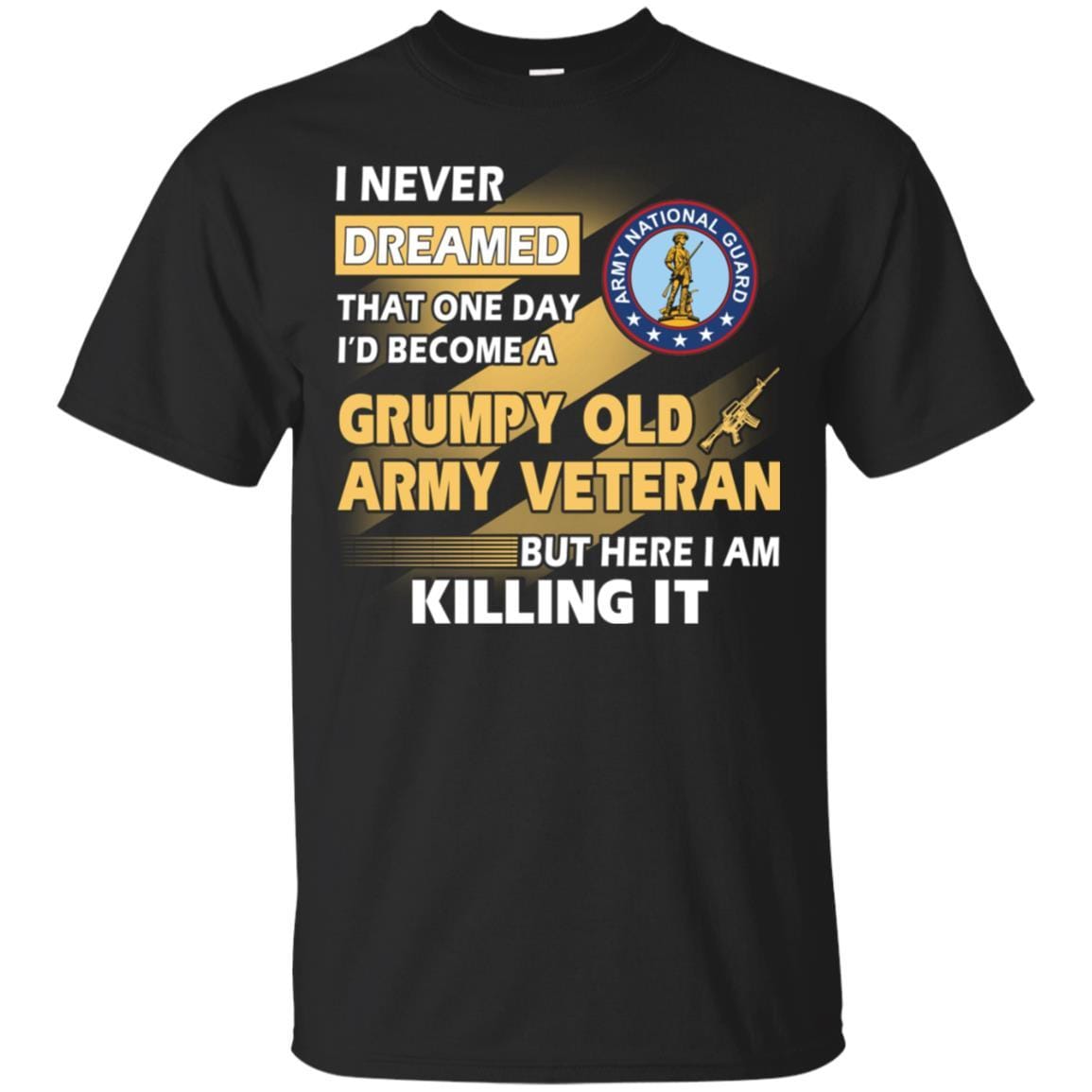 US Army T-Shirt "National Guard Grumpy Old Veteran" On Front-TShirt-Army-Veterans Nation