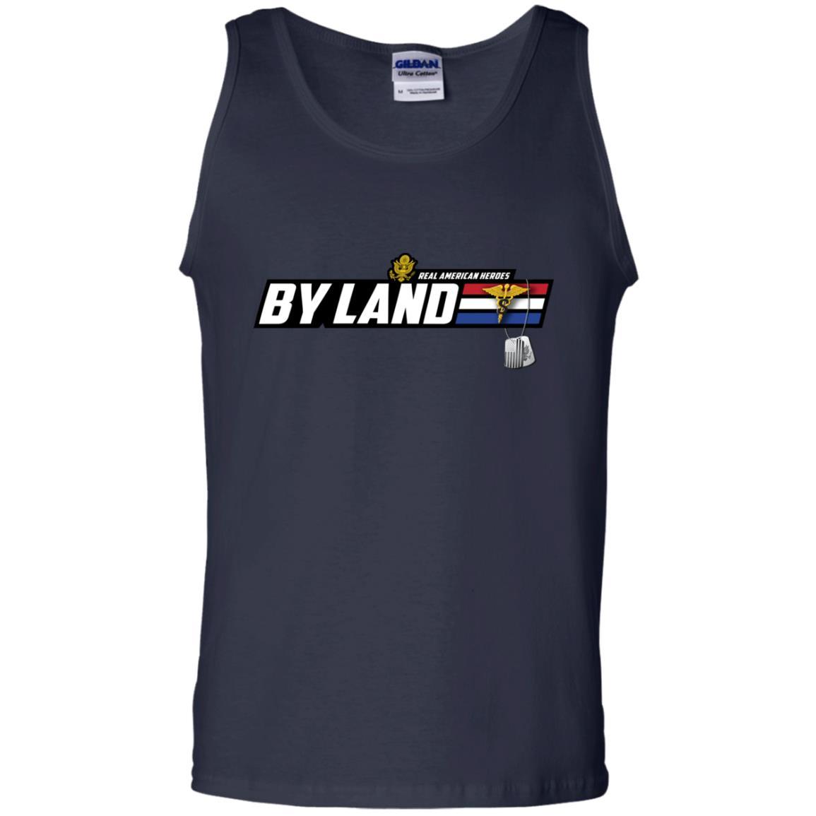 US Army T-Shirt "Medical Specialist Corps Real American Heroes By Land" On Front-TShirt-Army-Veterans Nation