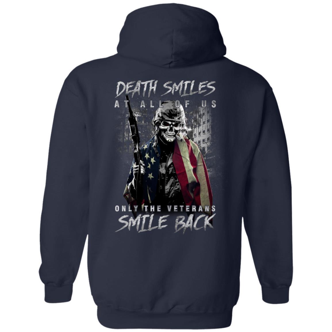 Military T-Shirt "Death Smiles At All Of Us - Only The Veterans Smile Back Men" On Back-TShirt-General-Veterans Nation