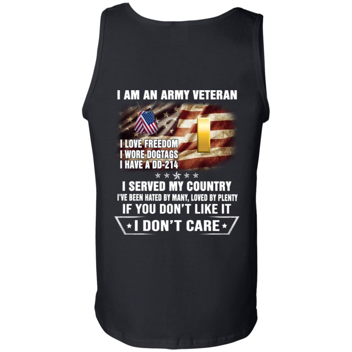 T-Shirt "I Am An Army Veteran" O-1 Second Lieutenant(2LT)Rank On Back-TShirt-Army-Veterans Nation
