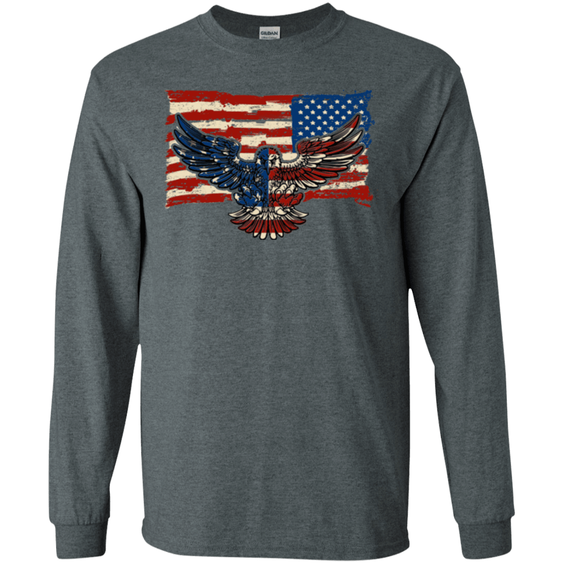 Military T-Shirt "Independence 4 of July Veteran Eagle Flag" Front-TShirt-General-Veterans Nation