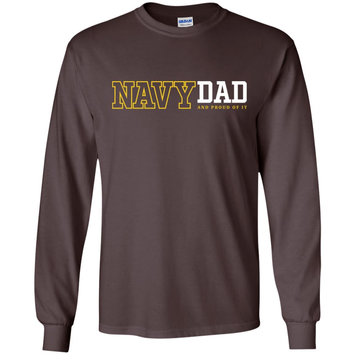Navy Dad And Proud Of It T-Shirt On Front-TShirt-Navy-Veterans Nation