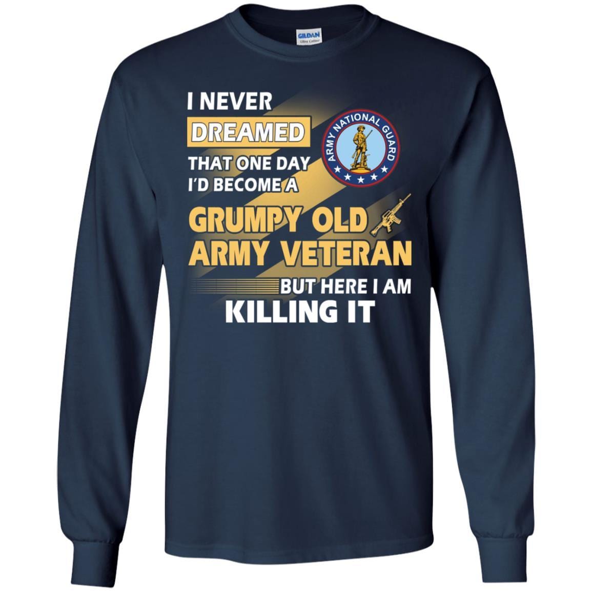 US Army T-Shirt "National Guard Grumpy Old Veteran" On Front-TShirt-Army-Veterans Nation