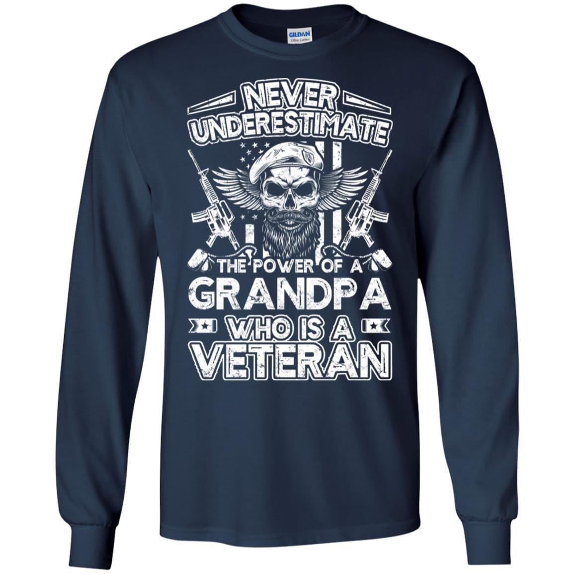 Military T-Shirt "Never Underestimate The Power Of A Grandpa Who Is A Veteran On" Front-TShirt-General-Veterans Nation