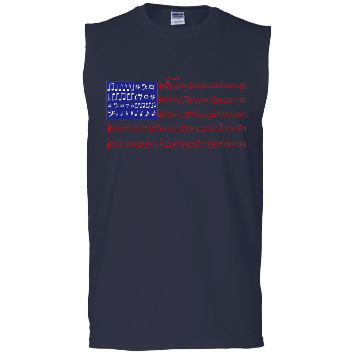Military T-Shirt "4th Of July Gift Independence Music Note America Flag T-Shirt Men" Front-TShirt-General-Veterans Nation
