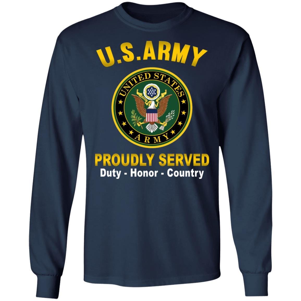 US Army T-Shirt "Logo Proudly Served" On Front-TShirt-Army-Veterans Nation