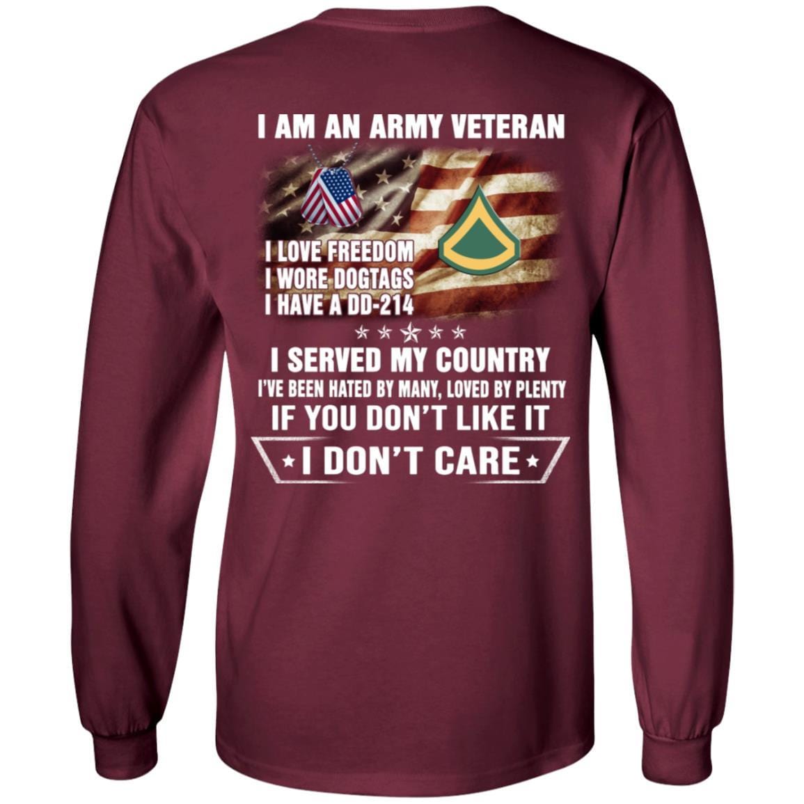 T-Shirt "I Am An Army Veteran" E-3 Private First Class(PFC)Rank On Back-TShirt-Army-Veterans Nation