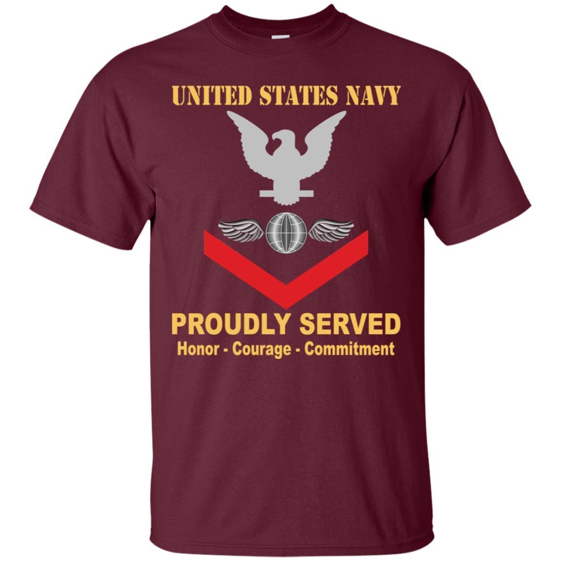 Navy Aviation Electricians Mate Navy AE E-4 Rating Badges Proudly Served T-Shirt For Men On Front-TShirt-Navy-Veterans Nation