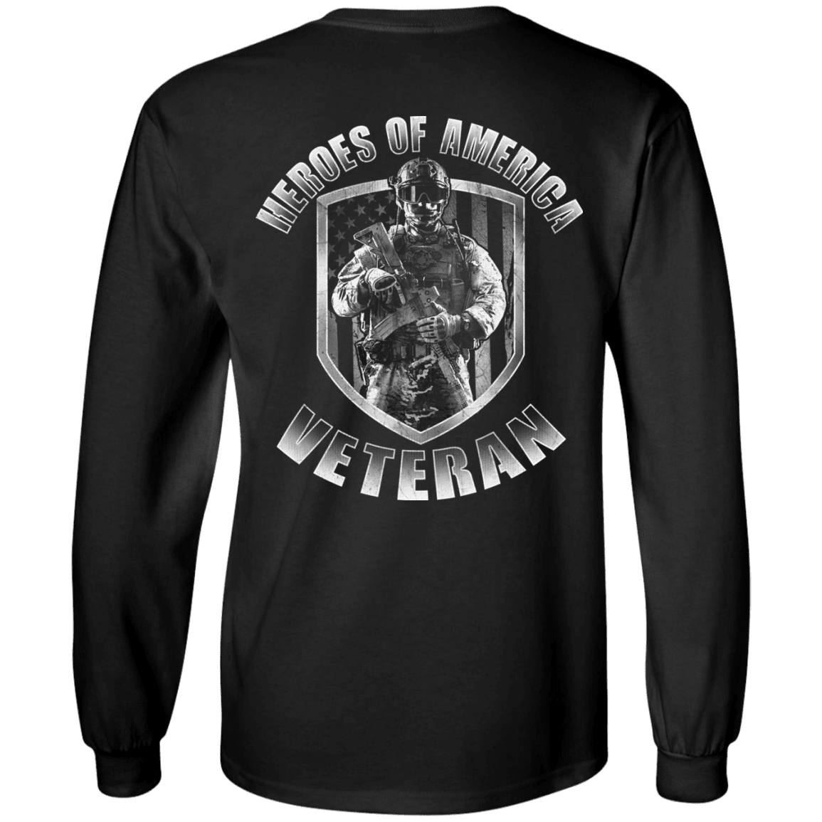 Military T-Shirt "Veteran - Heroes Of America" Men Back-TShirt-General-Veterans Nation