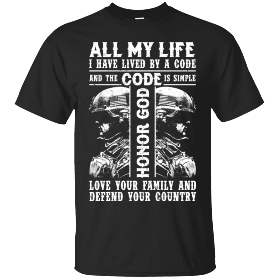 Military T-Shirt "HONOR GOD LOVE FAMILY AND DEFEND YOUR COUNTRY VETERAN"-TShirt-General-Veterans Nation