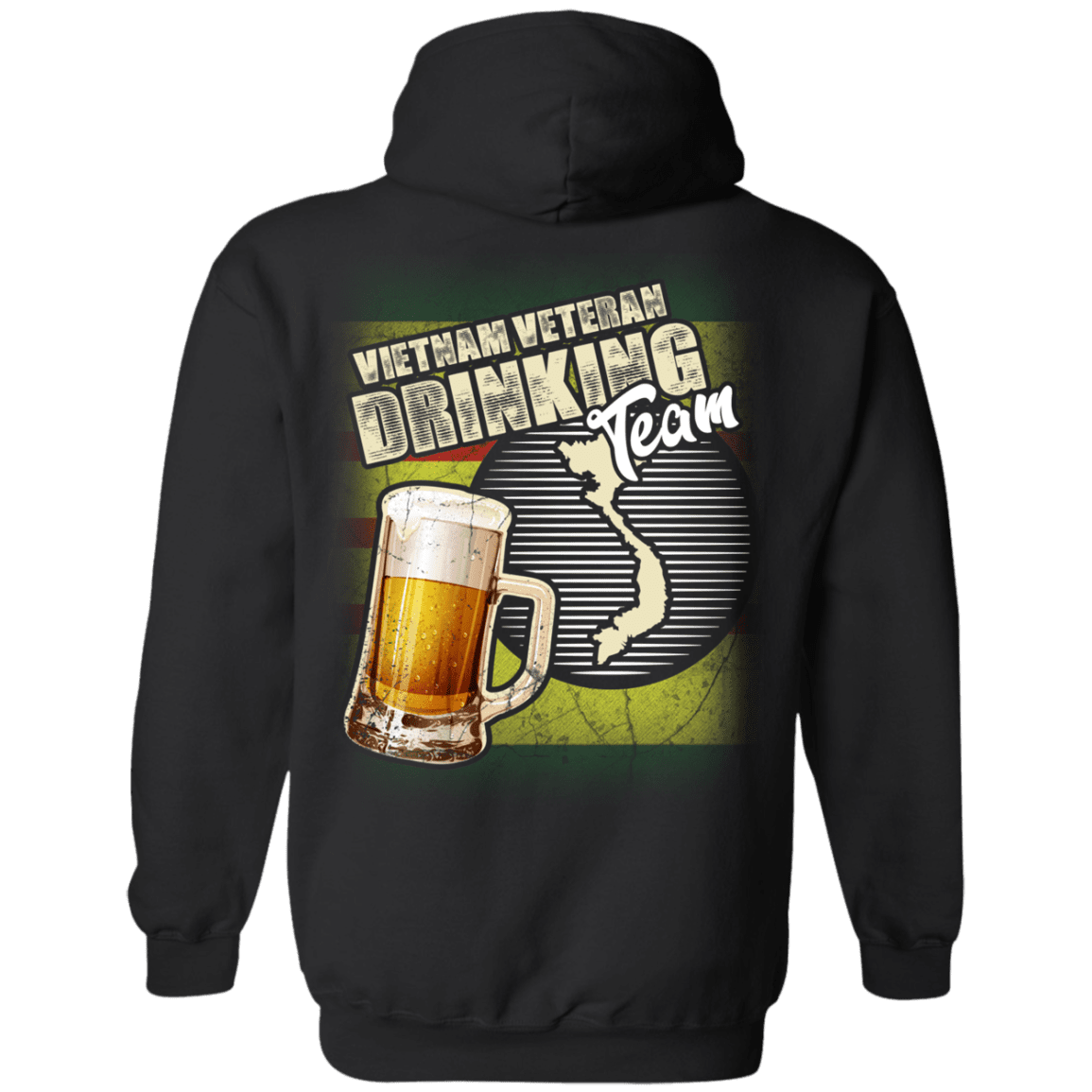 Military T-Shirt "Vietnam Veteran Drinking Bear Team Back"-TShirt-General-Veterans Nation