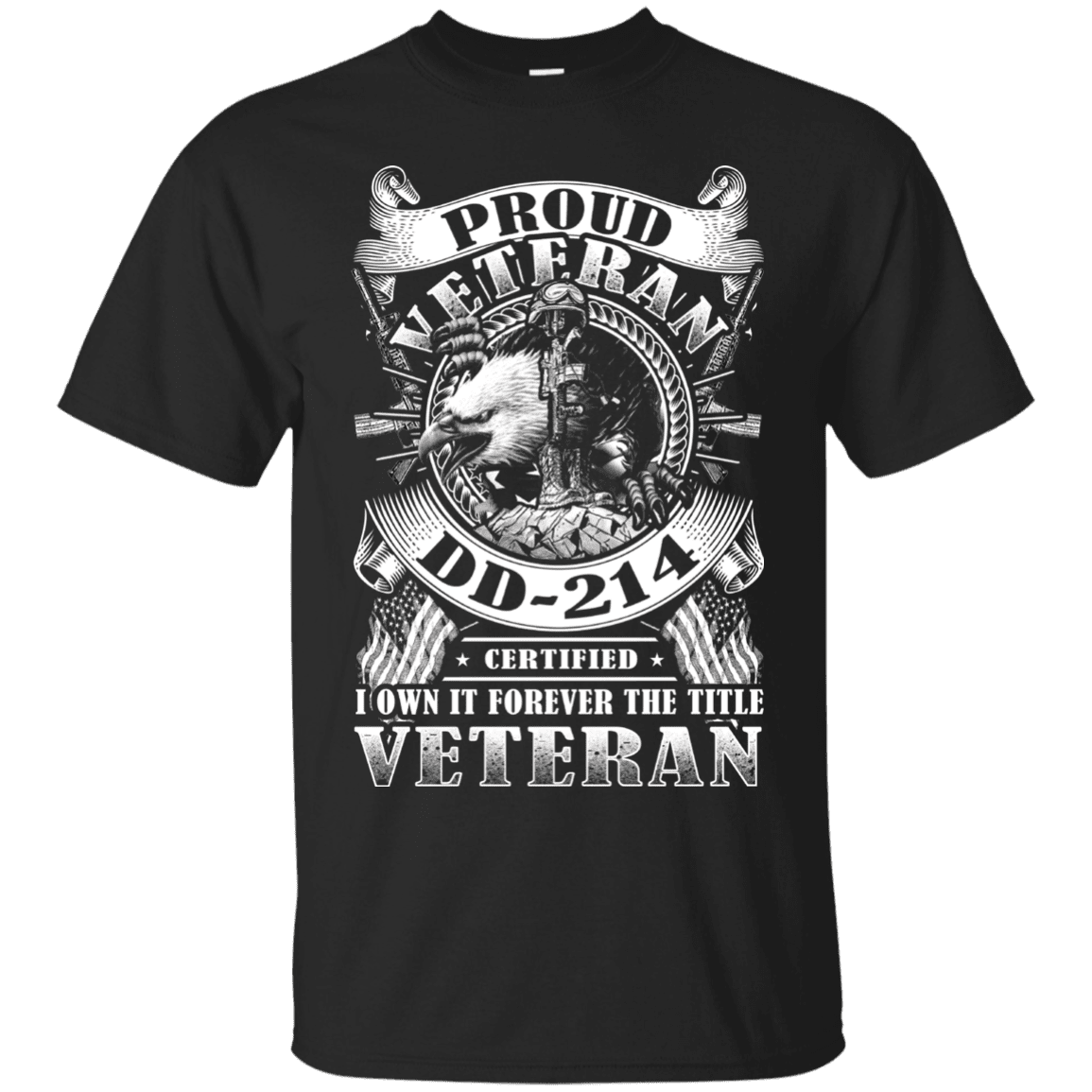 Military T-Shirt "Proud Veteran DD 214" Front-TShirt-General-Veterans Nation