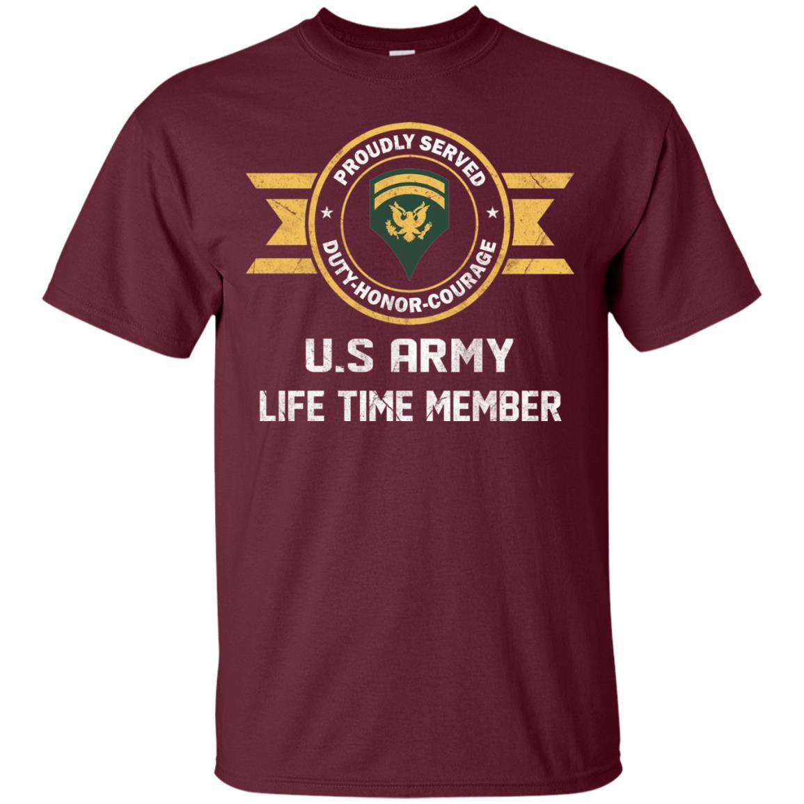 Life Time Member - US Army E-6 SPC E6 Specialist Ranks Men T Shirt On Front-TShirt-Army-Veterans Nation