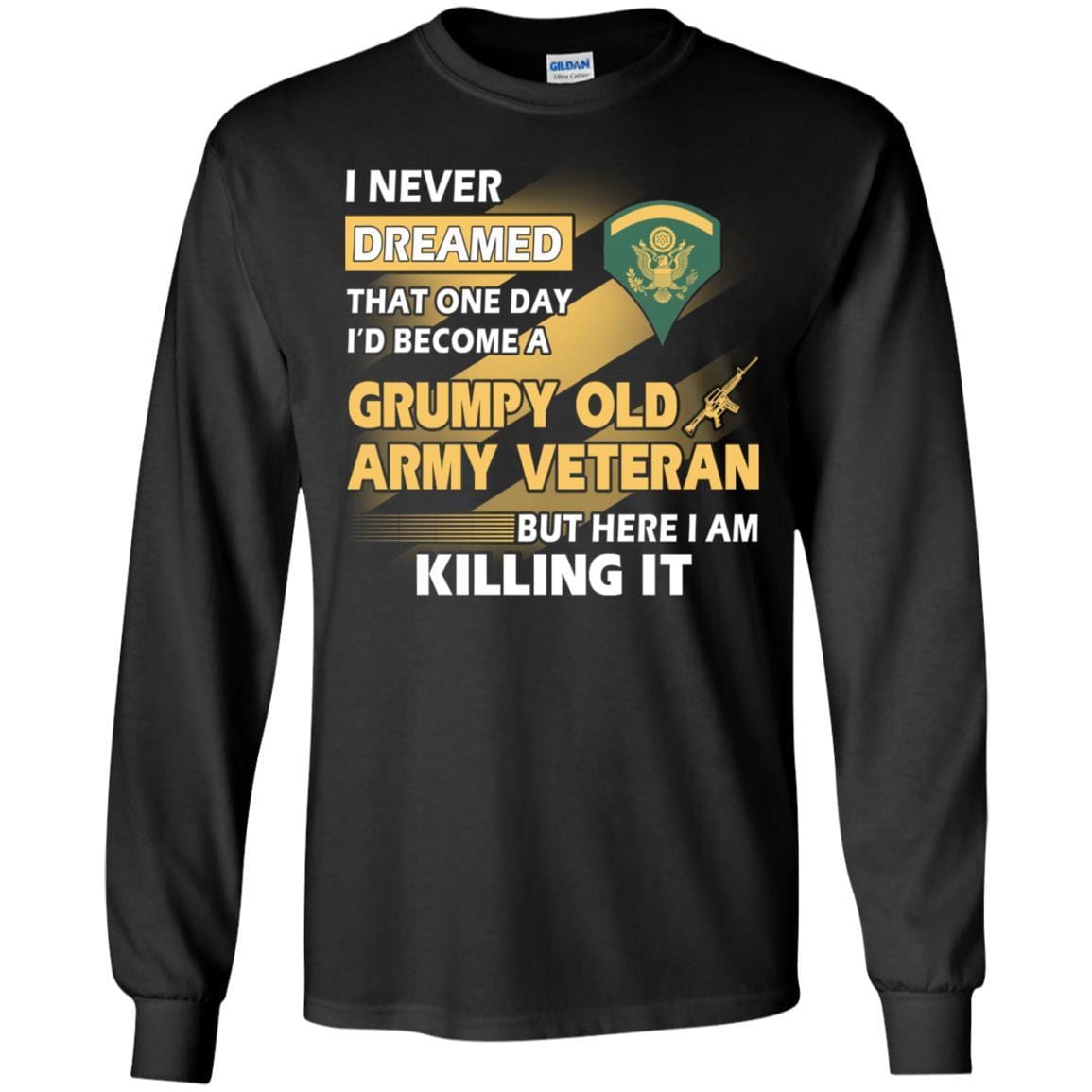 US Army T-Shirt "Grumpy Old Veteran" E-5 SPC(SP5) On Front-TShirt-Army-Veterans Nation