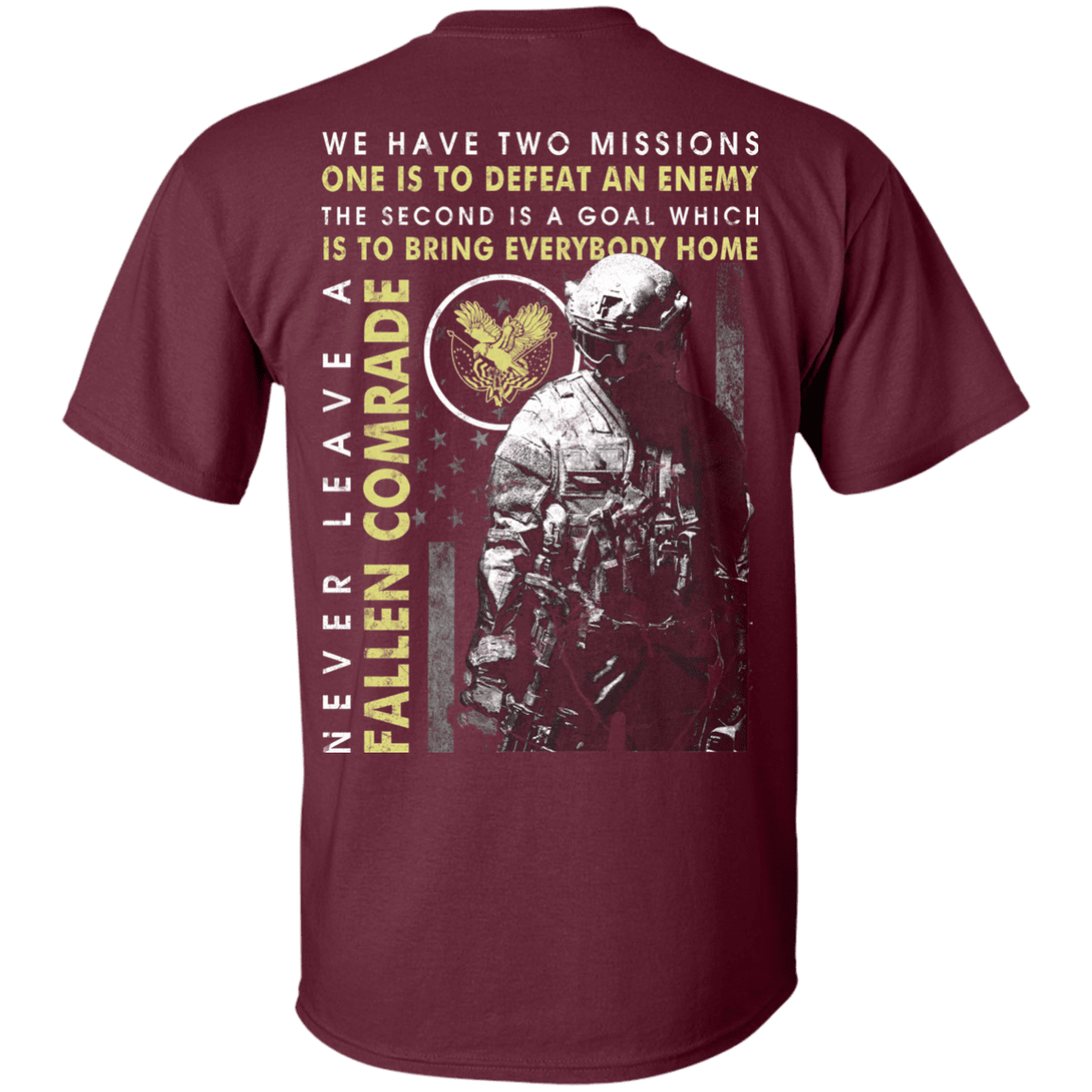 Military T-Shirt "Never Leave A Fallen Comrade Veteran" Men Back-TShirt-General-Veterans Nation