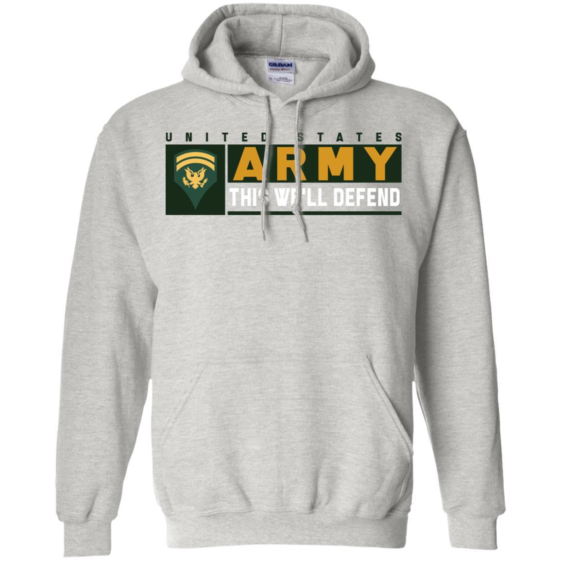 US Army E-6 SPC This We Will Defend Long Sleeve - Pullover Hoodie-TShirt-Army-Veterans Nation