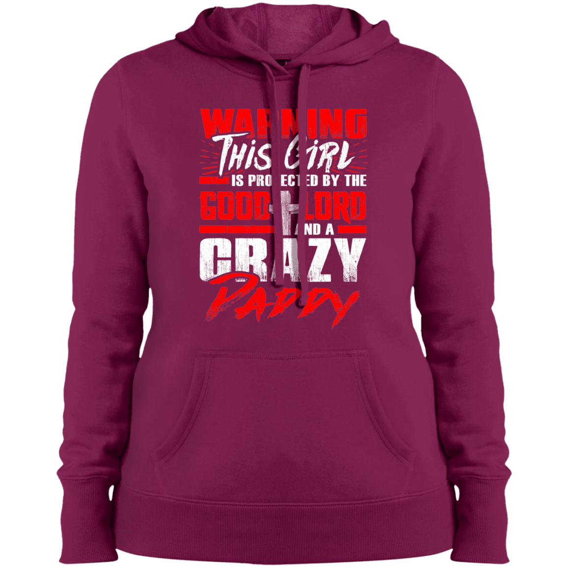 Military T-Shirt "Warning This Girl Is Protected By The Good Lord And Crazy Daddy - Women" Front-TShirt-General-Veterans Nation
