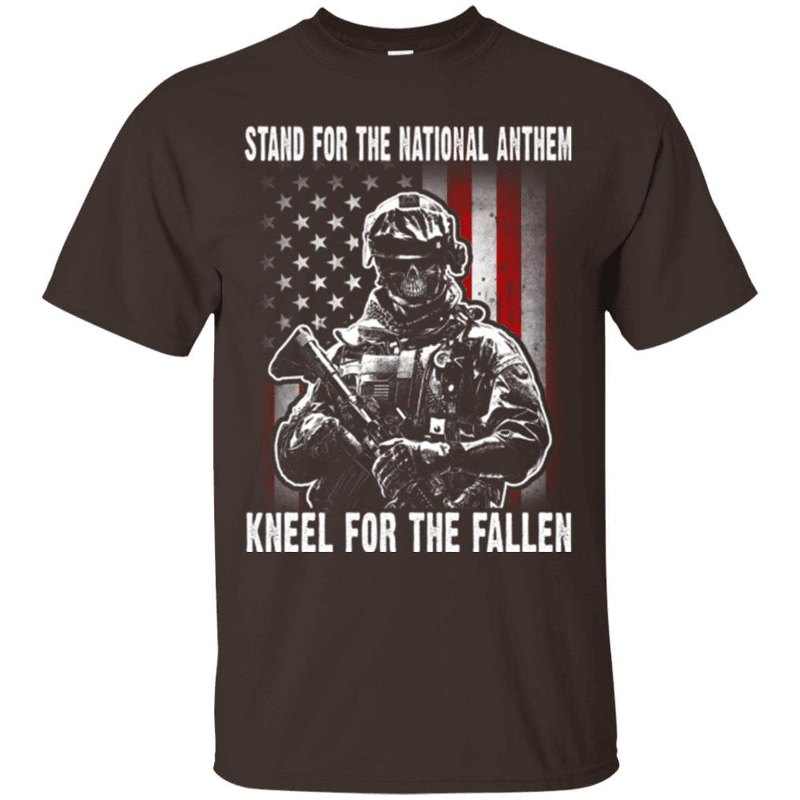 Military T-Shirt "Stand For The National Anthem Kneel For The Fallen"-TShirt-General-Veterans Nation