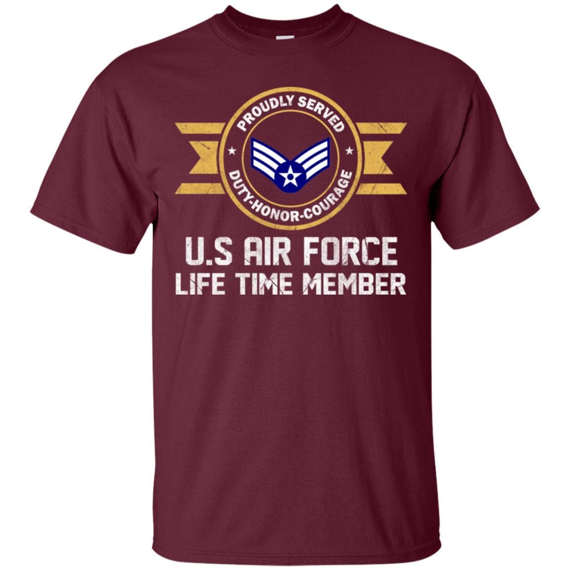 Life time member-US Air Force E-4 Senior Airman SrA E4 Enlisted Airman Ranks AF Rank Men T Shirt On Front-TShirt-USAF-Veterans Nation
