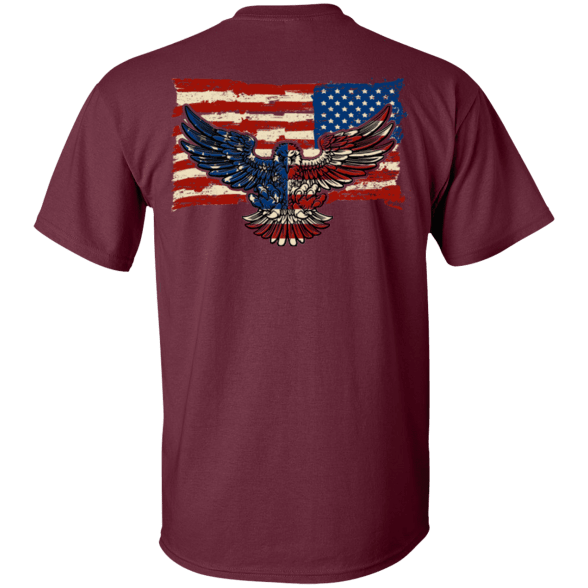 Military T-Shirt "Independence 4 of July Veteran Eagle Flag" Men Back-TShirt-General-Veterans Nation