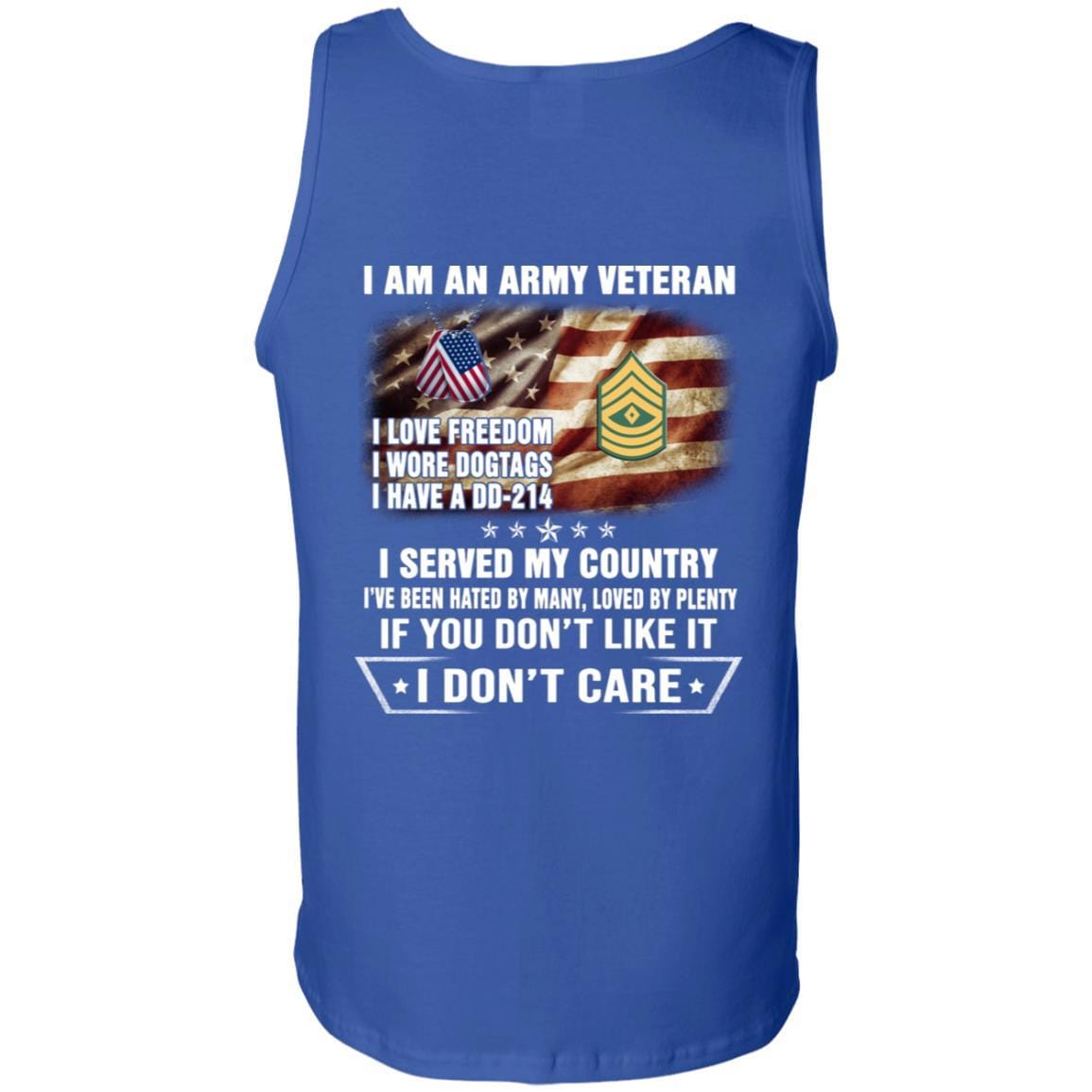 T-Shirt "I Am An Army Veteran" E-8 First Sergeant(1SG)Rank On Back-TShirt-Army-Veterans Nation