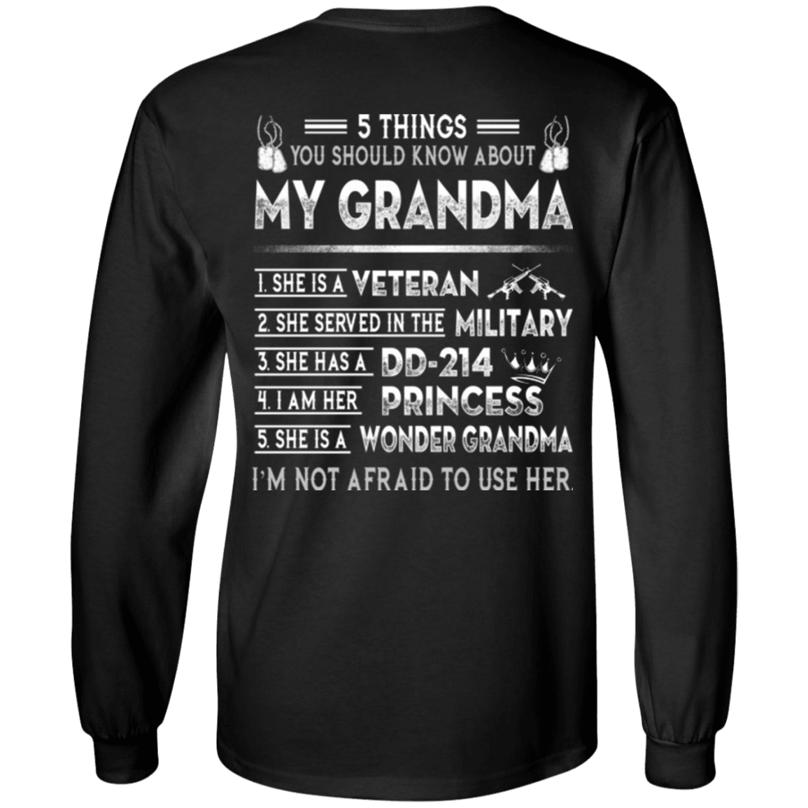 Military T-Shirt "5 Things You Should Know About My Grandma DD214"-TShirt-General-Veterans Nation