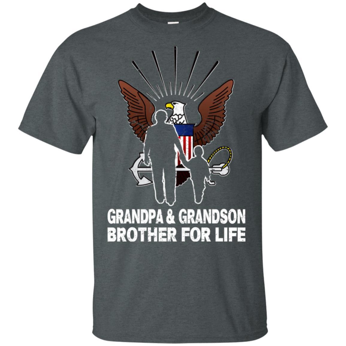 NAVY GRANDPA AND GRANDDAUGHTER ( GRANDSON ) BROTHER FOR LIFE T-Shirt On Front-TShirt-Navy-Veterans Nation
