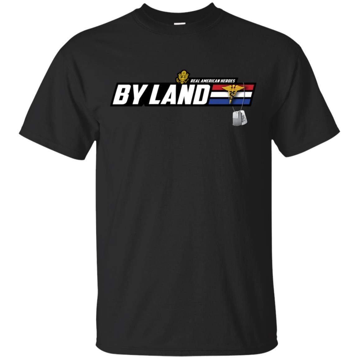 US Army T-Shirt "Medical Specialist Corps Real American Heroes By Land" On Front-TShirt-Army-Veterans Nation