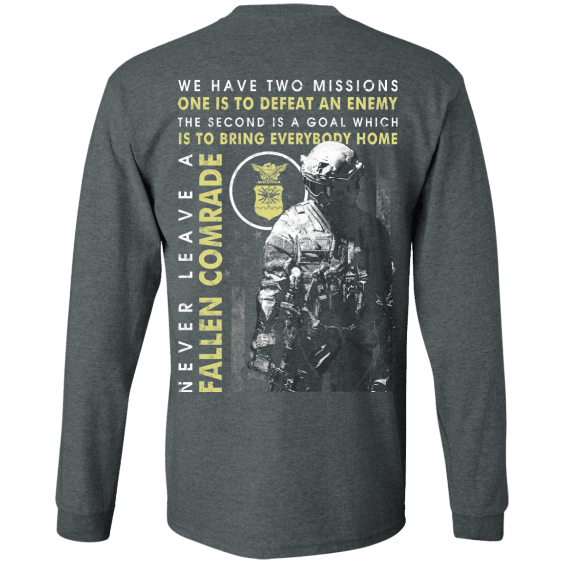 Never Leave A Fallen Comrade Air Force Men Back T Shirts-TShirt-USAF-Veterans Nation