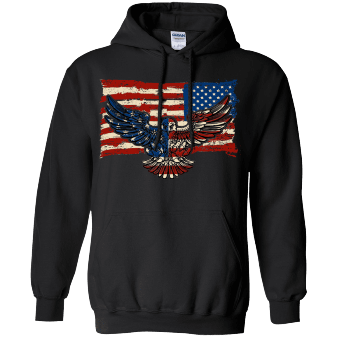 Military T-Shirt "Independence 4 of July Veteran Eagle Flag" Front-TShirt-General-Veterans Nation