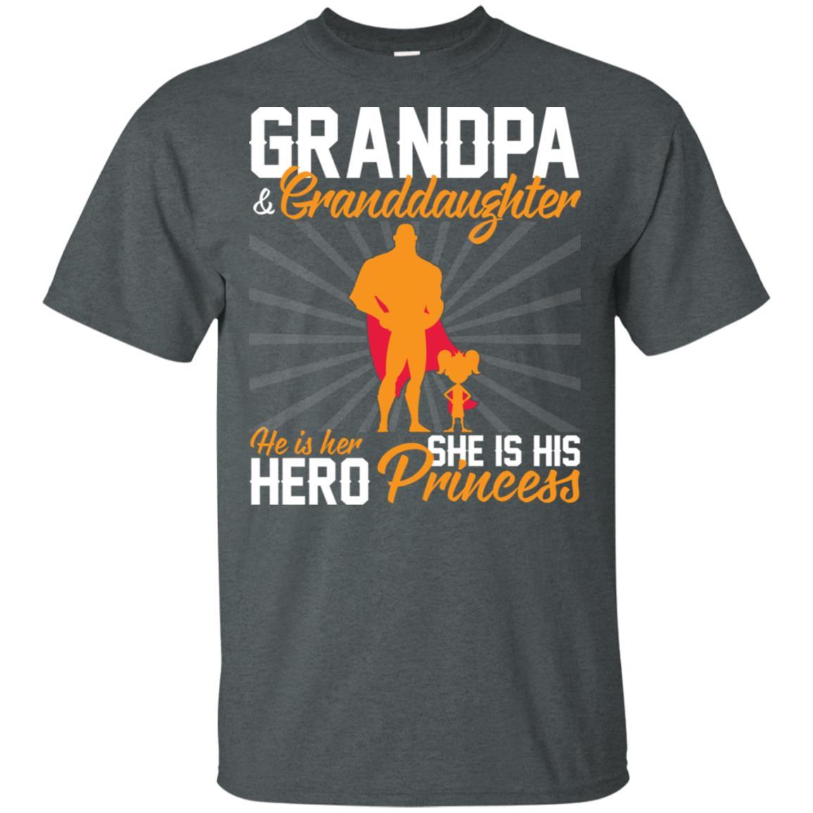 Military T-Shirt "Grandpa & granddaughter he is her hero she is his princess On" Front-TShirt-General-Veterans Nation